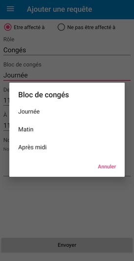 EU request time off block