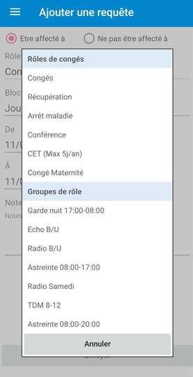 EU request time off menu