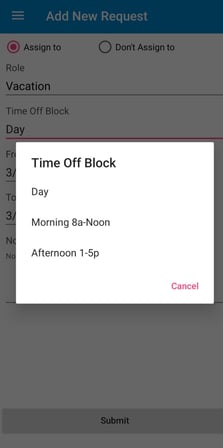US request time off block