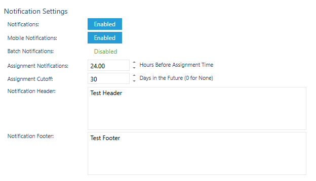 US business notification settings