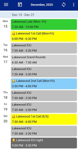 US mobile agenda view with job board