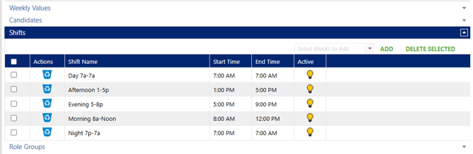 US shift go to role shift setup