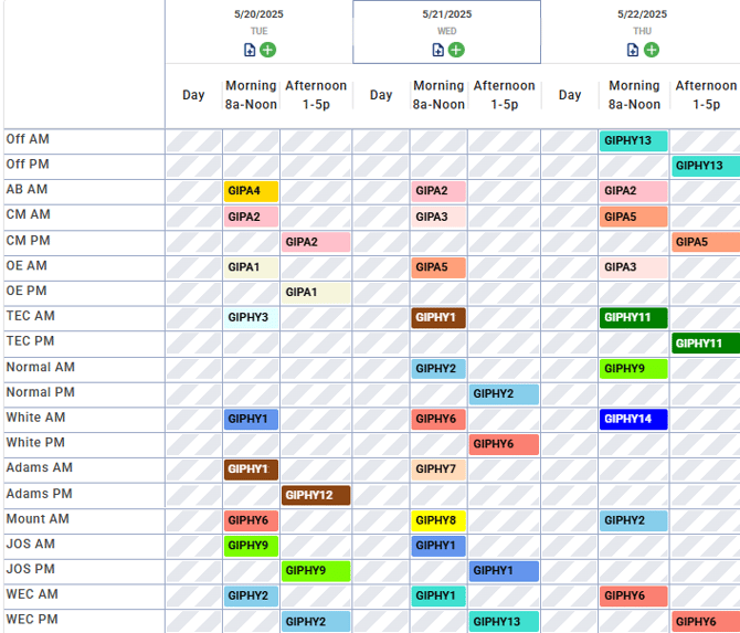 US shift shift view schedule
