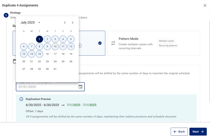 US right click multiselect duplicate 3 calendar popup