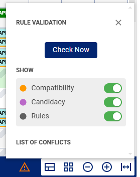 Rule validation popup