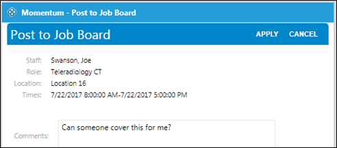 post to job board with note